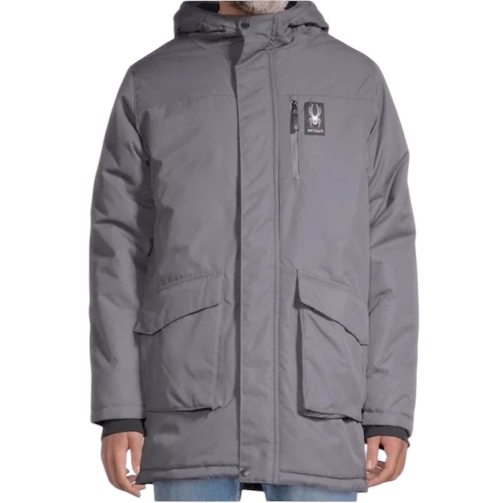 NWT Spyder Parka Mid Length Hood Fleece Lined Large Pockets Full Zip Ski Snow